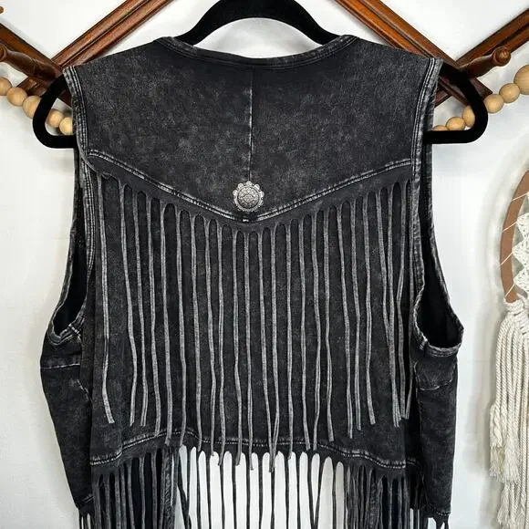Harley Davidson Black Super Fringe Motorcycle Vest - Picture 6 of 6